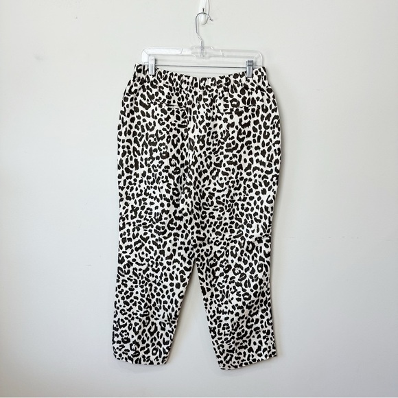 Jcrew Easy Pant Leopard Linen Cream Brown - Picture 3 of 8